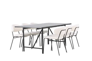 Rektangul är matgrupp Venture Home Vit Svart 6st - Møbler - Bord - Spisegruppe