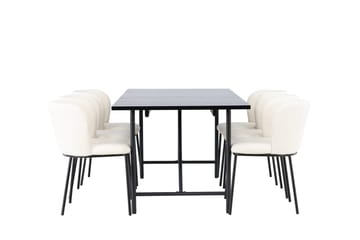 Rektangulär matgrupp Venture Home Vit Svart 6st - Møbler - Bord - Spisegruppe