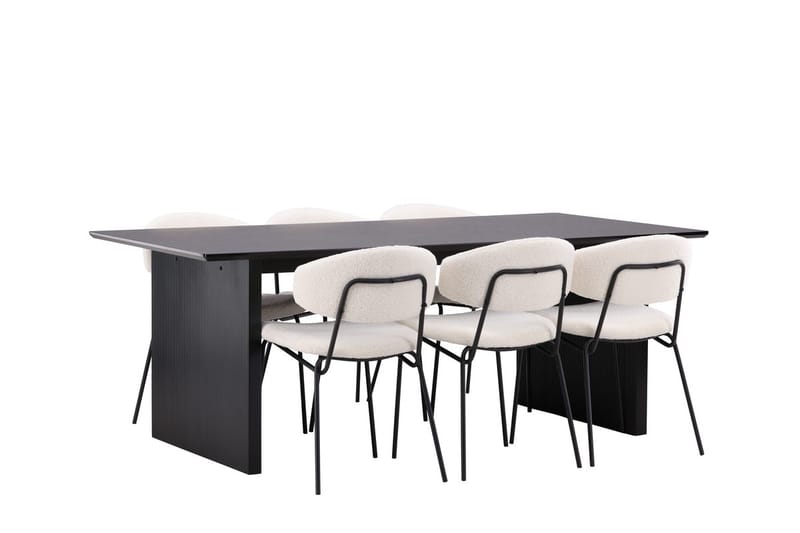 Rektangulär matgrupp Venture Home Vit Svart 6st - Møbler - Bord - Spisegruppe
