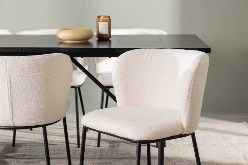 Rektangulär matgrupp Venture Home Vit Svart 6st - Møbler - Bord - Spisegruppe