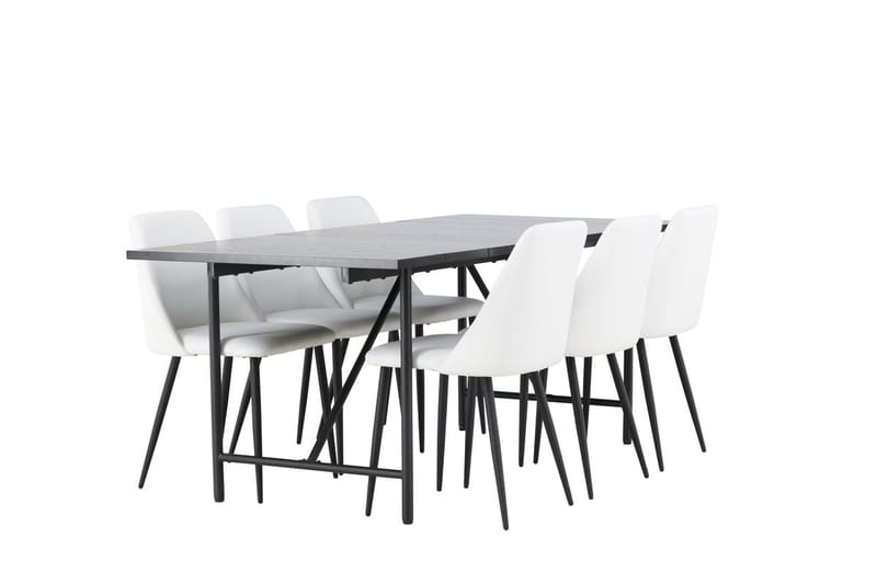 Rektangulär matgrupp Venture Home Vit Svart 6st - Møbler - Bord - Spisegruppe
