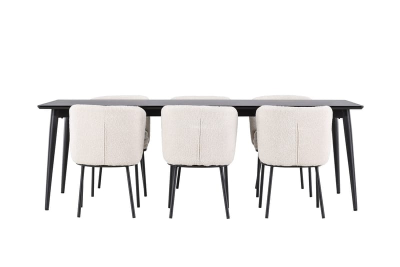 Rektangulär matgrupp Venture Home Vit Svart 6st - Møbler - Bord - Spisegruppe