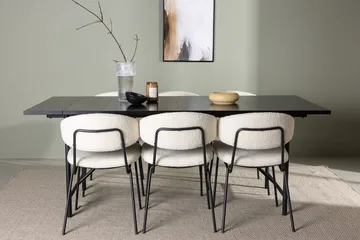 Rektangulär matgrupp Venture Home Vit Svart 6st - Møbler - Bord - Spisegruppe