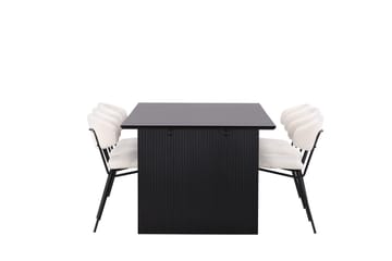 Rektangulär matgrupp Venture Home Vit Svart 6st - Møbler - Bord - Spisegruppe