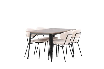 Rektangulär matgrupp Venture Home Vit Valnöt 4st - Møbler - Bord - Spisegruppe