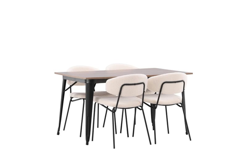 Rektangulär matgrupp Venture Home Vit Valnöt 4st - Møbler - Bord - Spisegruppe