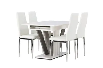 Rektangulär matgrupp Venture Home Vit Vit 4st - Møbler - Bord - Spisegruppe