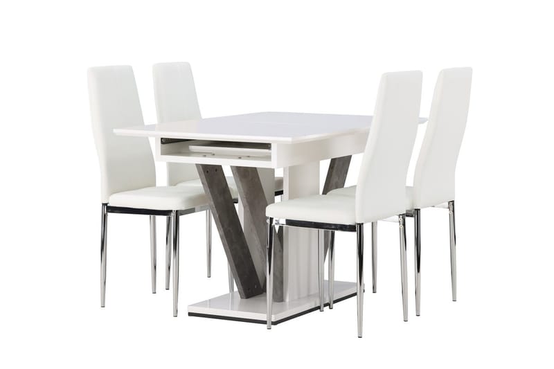 Rektangulär matgrupp Venture Home Vit Vit 4st - Møbler - Bord - Spisegruppe
