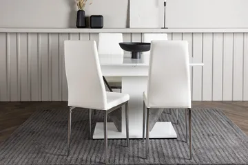 Rektangulär matgrupp Venture Home Vit Vit 4st - Møbler - Bord - Spisegruppe