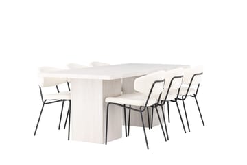 Rektangulär matgrupp Venture Home Vit Vit 6st - Møbler - Bord - Spisegruppe