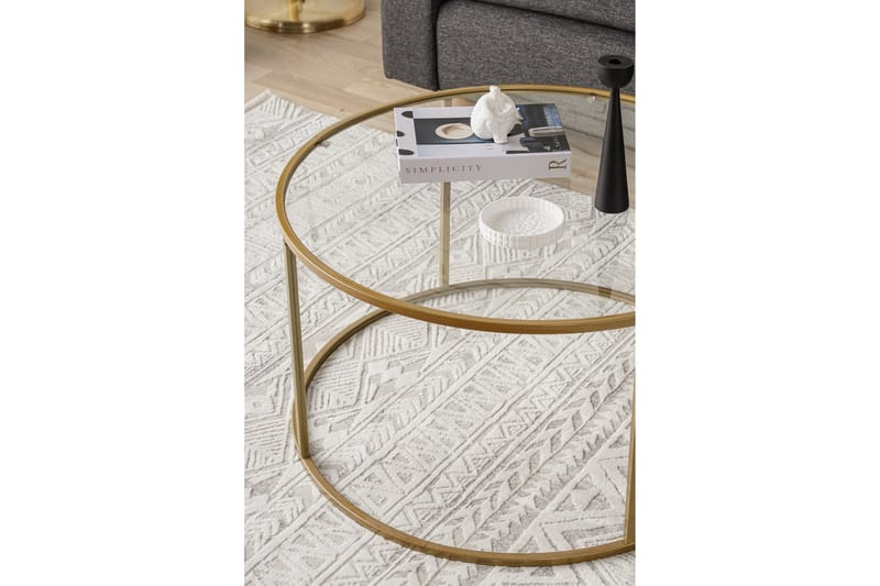 Retzow 80 cm Rundt Sofabord i Glass med Glassplate og Åpent Understell - Klar - Møbler - Bord - Sofabord & salongbord