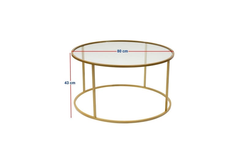 Retzow Stuebord 80 cm - Gull/Gjennomsiktig - Møbler - Bord - Sofabord & salongbord