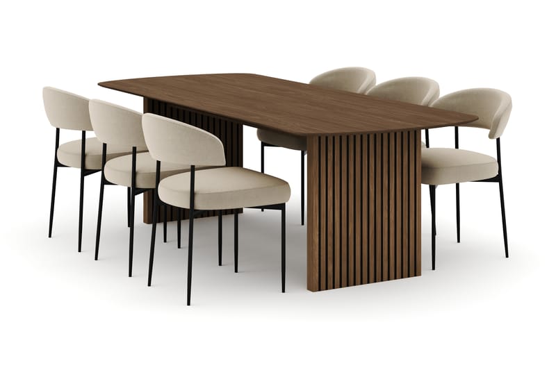Richeto Ovalt Spisebord 240 cm med 6 Sawako Stoler - Eik - Møbler - Bord - Spisegruppe