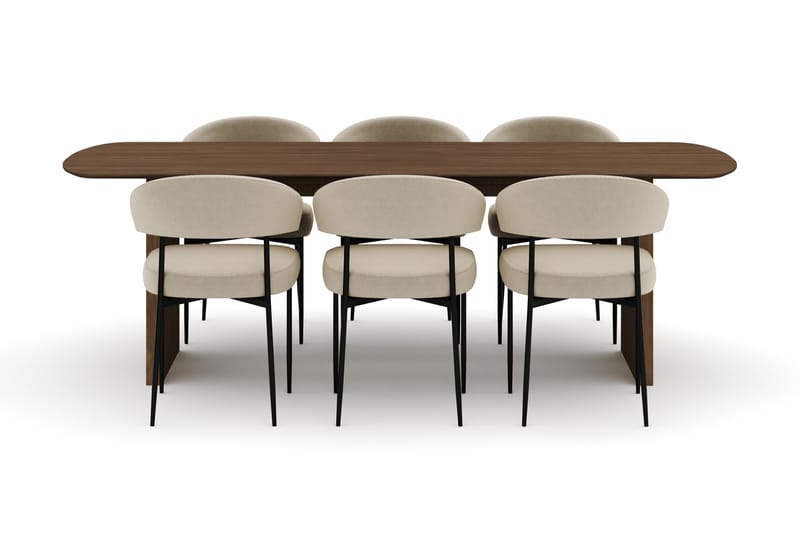 Richeto Ovalt Spisebord 240 cm med 6 Sawako Stoler - Eik - Møbler - Bord - Spisegruppe