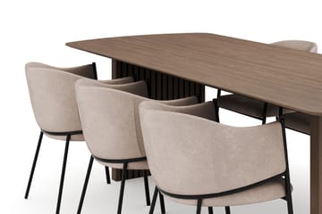 Richeto Ovalt Spisegruppe Røkt Eik 240 cm med 6 Evelina Spisestoler - Røyket Eik - Møbler - Bord - Spisegruppe