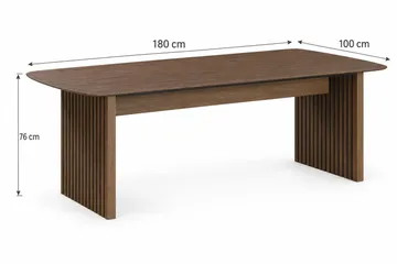 Richeto Rektangulær Spisegruppe 180 cm – Spisebord med 6 Lucy Spisestoler med Tre- og Røkt Eik-utseende - Mørkebrun|Greige - Møbler - Bord - Spisegruppe