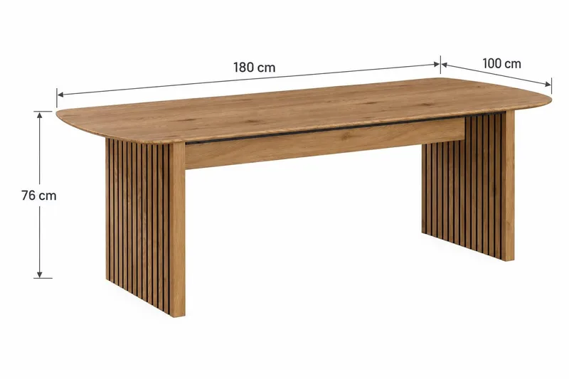Richeto Ribbet Spisebord 180x100 cm med Tre- og Eikutseende - Natur - Møbler - Bord - Spisebord & kjøkkenbord