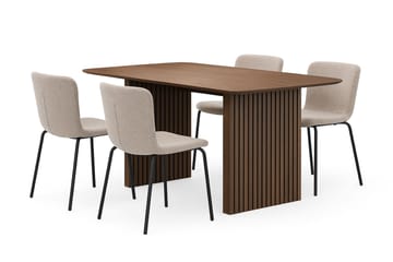 Richeto Spisebord 180 cm med 4 Katy Spisestoler - Røkt eik / Greige Bouclé - Møbler - Bord - Spisegruppe