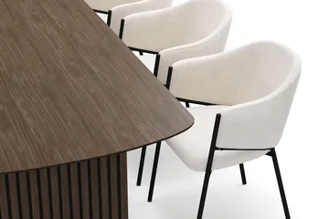 Richeto spisebord 180 cm med 6 Filip spisestoler - Røkt eik / hvit bouclé - Møbler - Bord - Spisegruppe