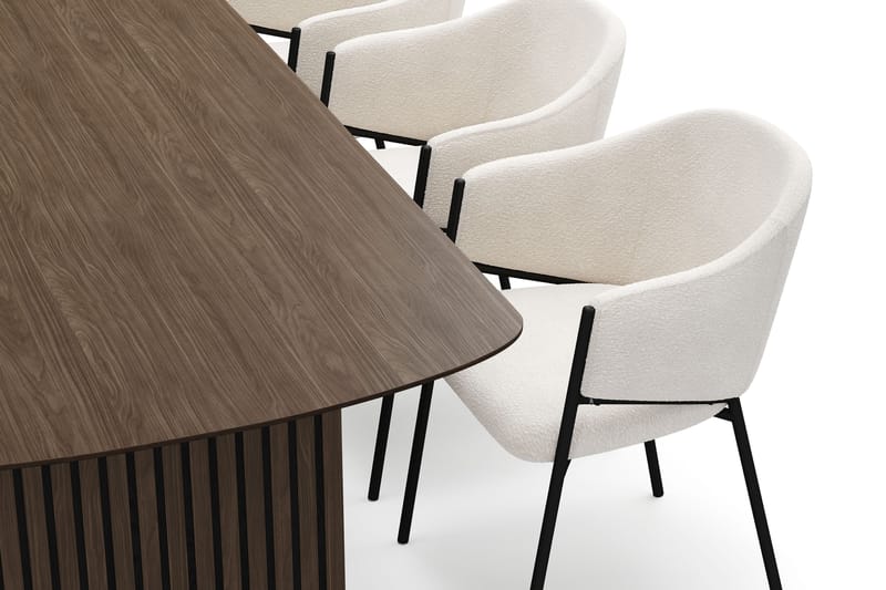 Richeto spisebord 180 cm med 6 Filip spisestoler - Røkt eik / hvit bouclé - Møbler - Bord - Spisegruppe