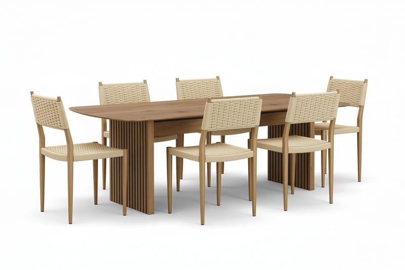Richeto Spisebord 180 cm med 6 Jamna Spisestoler, Brun