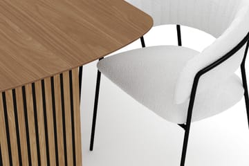 Richeto Spisebord 180 cm med 6 Karol Spisestoler - Naturlig finish / Hvit Bouclé - Møbler - Bord - Spisegruppe