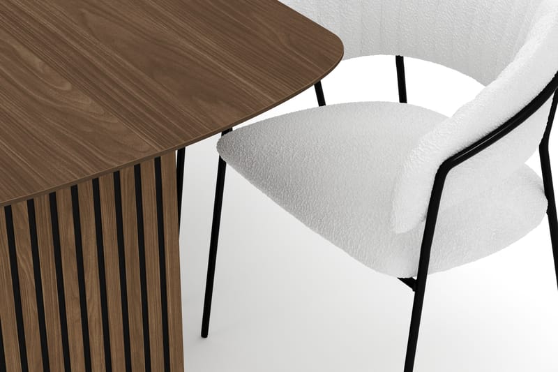 Richeto Spisebord 180 cm med 6 Karol Spisestoler - Røkt eik / Hvit Bouclé - Møbler - Bord - Spisegruppe