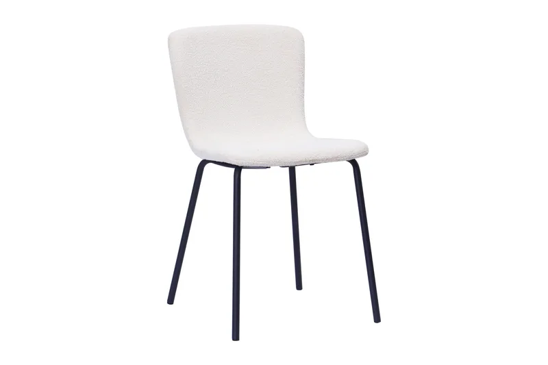 Richeto spisebord 180 cm med 6 Katy spisestoler - Naturlig finish / hvit bouclé / metallben svart - Møbler - Bord - Spisegruppe