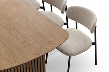 Richeto Spisebord 180 cm med 6 Lucy Spisestoler - Naturlig finish / Greige Bouclé / Metallben Svart - Møbler - Bord - Spisegruppe