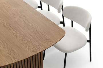 Richeto spisebord 180 cm med 6 Lucy spisestoler - Naturlig finish / hvit bouclé / metallben svart - Møbler - Bord - Spisegruppe