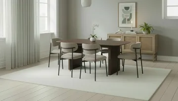 Richeto Spisebord 180 cm med 6 Lucy Spisestoler - Røkt eik / Greige Bouclé - Møbler - Bord - Spisegruppe