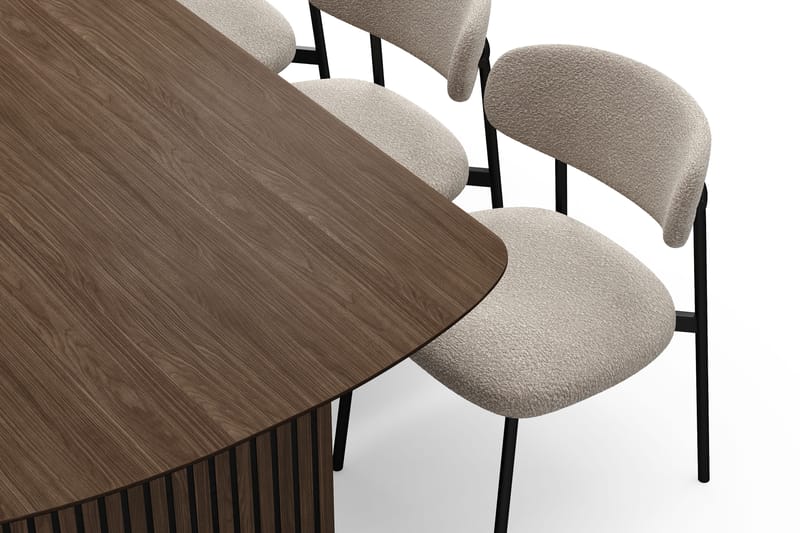 Richeto Spisebord 180 cm med 6 Lucy Spisestoler - Røkt eik / Greige Bouclé - Møbler - Bord - Spisegruppe