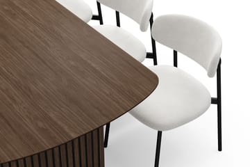 Richeto Spisebord 180 cm med 6 Lucy Spisestoler - Røkt eik / Hvit Bouclé - Møbler - Bord - Spisegruppe