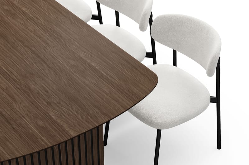 Richeto Spisebord 180 cm med 6 Lucy Spisestoler - Røkt eik / Hvit Bouclé - Møbler - Bord - Spisegruppe