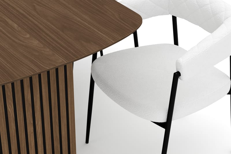 Richeto Spisebord 180 cm med 6 Velma Spisestoler - Røkt eik / Hvit Bouclé - Møbler - Bord - Spisegruppe