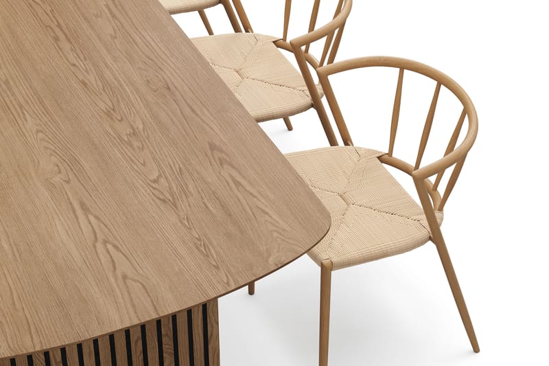 Richeto Spisebord 180 cm med 6 Winston Spisestoler - Naturlig finish / Beige / Metallben Eik - Møbler - Bord - Spisegruppe