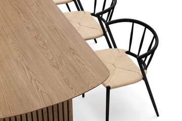 Richeto Spisebord 180 cm med 6 Winston Spisestoler - Naturlig finish / Beige / Metallben Svart - Møbler - Bord - Spisegruppe