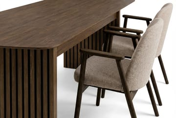 Richeto Spisebord 180 cm Røkt Eik med 4 Reciclar Spisestoler - Røkt eik/Greige - Møbler - Bord - Spisegruppe