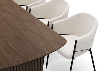 Richeto Spisebord 210 cm med 6 Filip Spisestoler - Røkt eik / Hvit Bouclé - Møbler - Bord - Spisegruppe