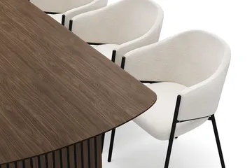 Richeto spisebord 210 cm med 6 Filip spisestoler - Røkt eik / hvit bouclé - Møbler - Bord - Spisegruppe