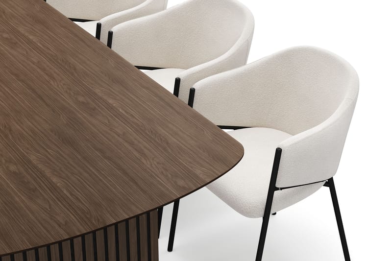 Richeto spisebord 210 cm med 6 Filip spisestoler - Røkt eik / hvit bouclé - Møbler - Bord - Spisegruppe