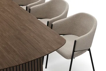 Richeto Spisebord 210 cm med 6 Filip Spisestoler - Røkt eik / Taupe Bouclé - Møbler - Bord - Spisegruppe