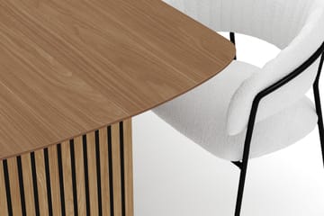 Richeto Spisebord 210 cm med 6 Karol Spisestoler - Naturlig finish / Hvit Bouclé - Møbler - Bord - Spisegruppe