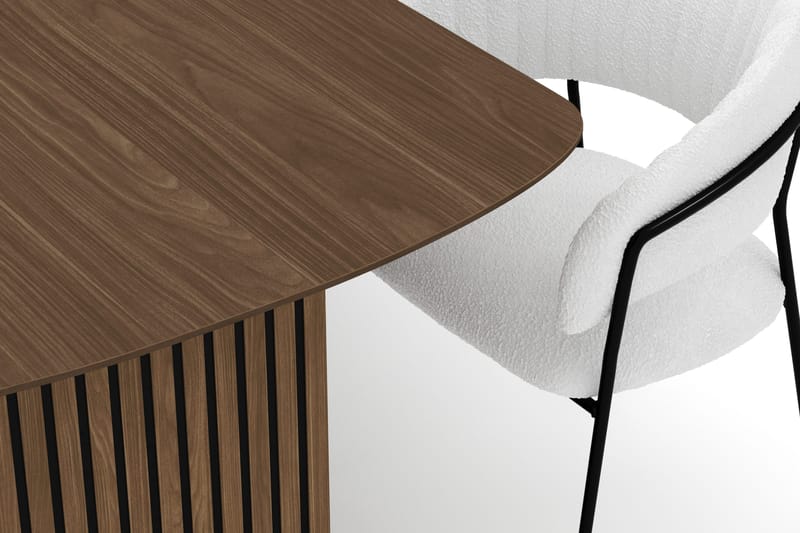 Richeto Spisebord 210 cm med 6 Karol Spisestoler - Røkt eik / Hvit Bouclé - Møbler - Bord - Spisegruppe