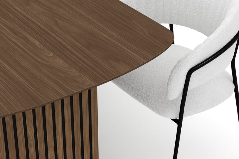 Richeto Spisebord 210 cm med 6 Karol Spisestoler - Røkt eik / Hvit Bouclé - Møbler - Bord - Spisegruppe