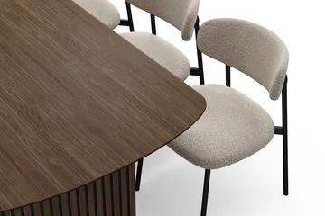 Richeto Spisebord 210 cm med 6 Lucy Spisestoler - Røkt eik / Greige Bouclé - Møbler - Bord - Spisegruppe