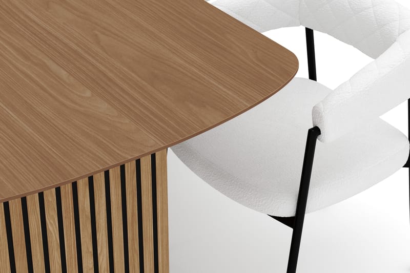 Richeto Spisebord 210 cm med 6 Velma Spisestoler - Naturlig finish / Hvit Bouclé - Møbler - Bord - Spisegruppe