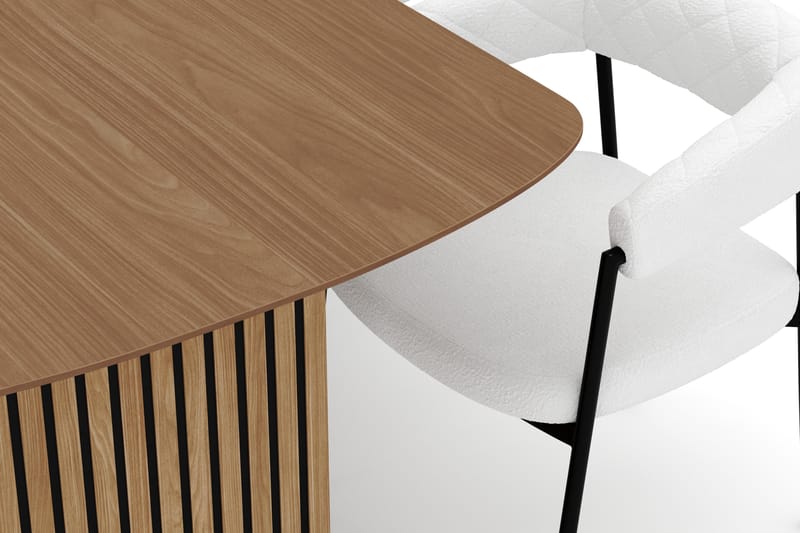 Richeto Spisebord 210 cm med 6 Velma Spisestoler - Naturlig finish / Hvit Bouclé - Møbler - Bord - Spisegruppe