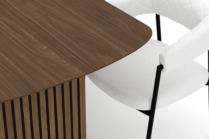Richeto Spisebord 210 cm med 6 Velma Spisestoler - Røkt eik / Hvit Bouclé - Møbler - Bord - Spisegruppe