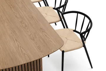 Richeto Spisebord 210 cm med 6 Winston Spisestoler - Naturlig finish / Beige / Metallben Svart - Møbler - Bord - Spisegruppe